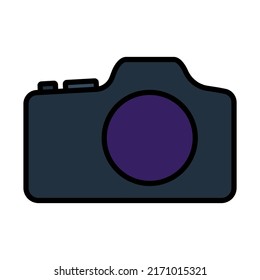 Icon Of Photo Camera. Editable Bold Outline With Color Fill Design. Vector Illustration.