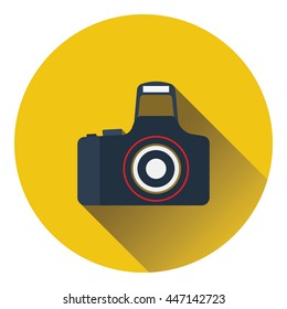 Icon of photo camera. Flat color design. Vector illustration.