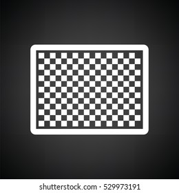 Icon of photo camera sensor. Black background with white. Vector illustration.