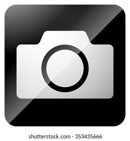 Icon with photo camera, camera symbol. Vector illustration.