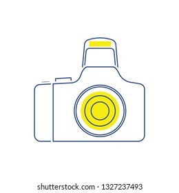 Symbol der Fotokamera. Dünne Linienführung. Vektorgrafik.