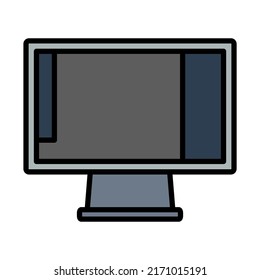 Icon Of Photo Editor On Monitor Screen. Editable Bold Outline With Color Fill Design. Vector Illustration.