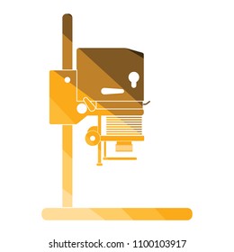 Icon of photo enlarger. Flat color design. Vector illustration.