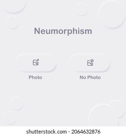 Icon-Foto und kein Fototasten Druckluft-Stil. Neumorphe UX-Webtasten für die Benutzeroberfläche