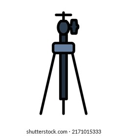Icon Of Photo Tripod. Editable Bold Outline With Color Fill Design. Vector Illustration.
