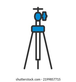 Icon Of Photo Tripod. Editable Bold Outline With Color Fill Design. Vector Illustration.
