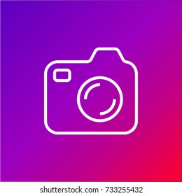 Icon of photocamera. Simple camera icon on colorful background. Editable Stroke.