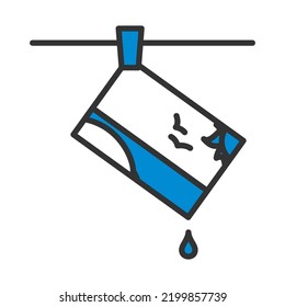 Icon Of Photograph Drying On Rope. Editable Bold Outline With Color Fill Design. Vector Illustration.