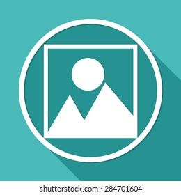 Icon photograph on white circle with a long shadow