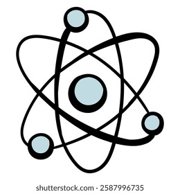 Icon of physics, molecules. Simple hand-drawn vector illustration. Baby Drawing on White Background for Sticker, Book, Print, Advertisement, Poster
