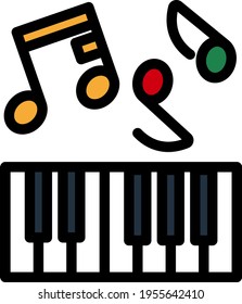 Icon Of Piano Keyboard. Editable Bold Outline With Color Fill Design. Vector Illustration.