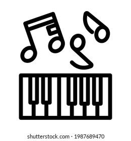Icon Of Piano Keyboard. Editable Bold Outline Design. Vector Illustration.