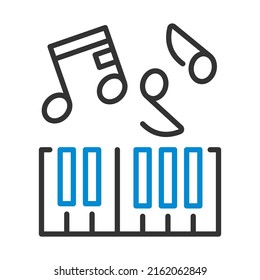Symbol der Klaviertastatur. Bearbeitbare, fette Rahmenlinie mit Farbfülldesign. Vektorgrafik.
