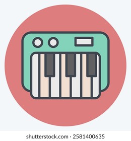 Icon Piano Keyboard. related to Kindergarten symbol. color mate style. design editable