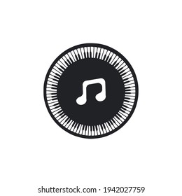 Icon piano and music notes in brush style. Hand drawn vector illustration on white background.