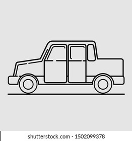 Icon pick up car. outline style. illustration icon. isolated on gray background