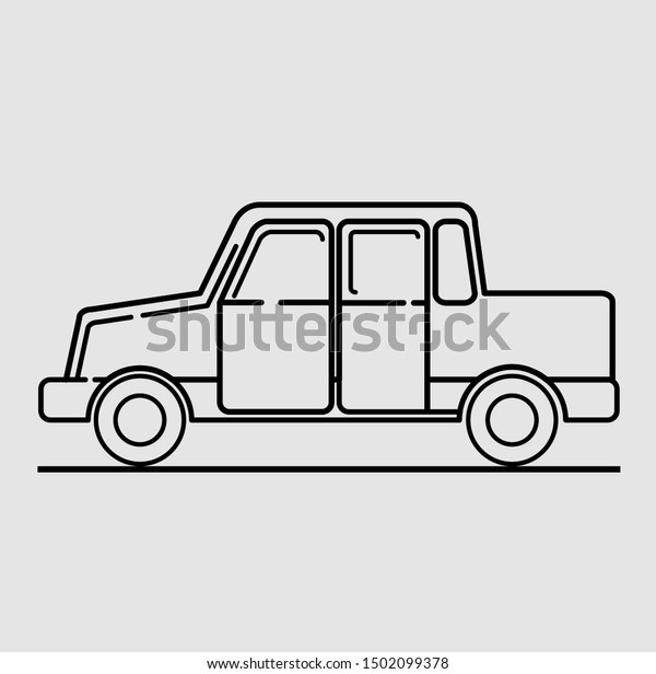 Icon pick up car. outline style. illustration
icon. isolated on gray
background