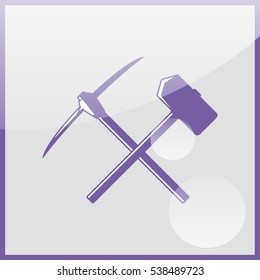 Icon with a pick-axe and hammer.