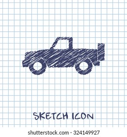 icon of pickup. icon of jeep. Car vector doodle icon