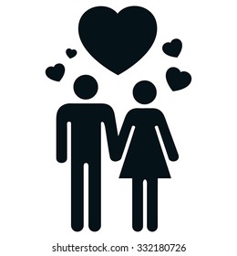 Icon pictogram couple in love with heart and love. Ideal for catalogs, informative and institutional material