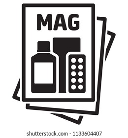 Icon pictogram, Magazine, catalog or product insert, for point of sale and promotion. Ideal for catalogs, informational and advertising material and media