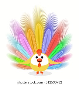 icon picture cockerel cheerful symbol Christmas rooster chicken. with feathers.  for design, the press, t-shirts. vector illustration.