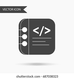 Icon with a picture of a notebook on a white background. The flat icon for your web design, logo, UI. Vector illustration.