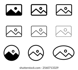 Icon picture set Symbols for apps, websites, or other thumbnail graphic elements of icon images. Picture symbol, photo sign, vector illustration