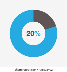 icon pie black and blue chart 20 percent, pie chart vector