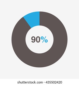 icon pie black and blue chart 90 percent, pie chart vector