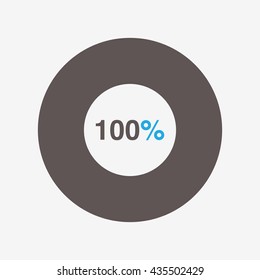 icon pie black and blue chart 100 percent, pie chart vector