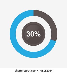 icon pie black and blue chart 30 percent