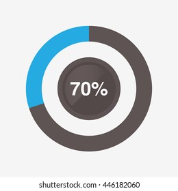 icon pie black and blue chart 70 percent