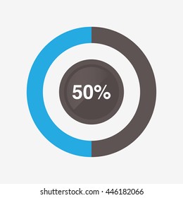 icon pie black and blue chart 50 percent