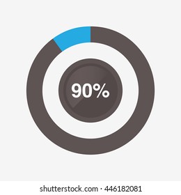 icon pie black and blue chart 90 percent