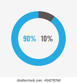 icon pie black and blue chart 90, 10 percent vector