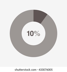 icon pie black chart 10 percent, pie chart vector