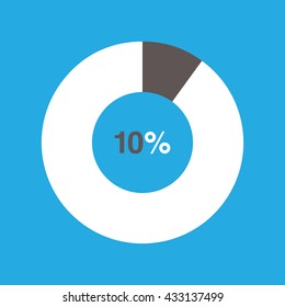 icon pie black chart 10 percent blue background, pie chart vector