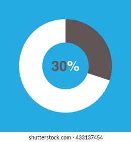 icon pie black chart 30 percent blue background, pie chart vector