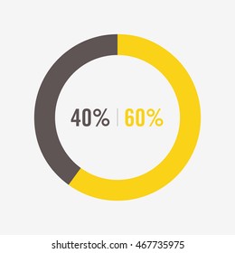 icon pie black and yellow chart 40, 60 percent