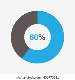 icon pie blue and black chart 60 percent, pie chart vector