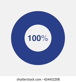 icon pie blue chart 100 percent