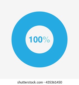 icon pie blue chart 100 percent, pie chart vector