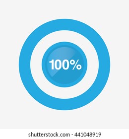 icon pie blue chart 100 percent, pie chart vector