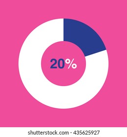 icon pie blue chart 20 percent pink background, pie chart vector