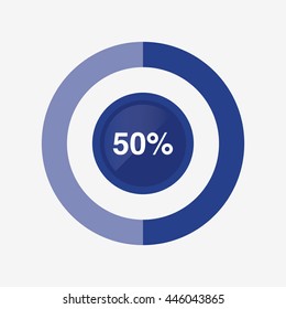 icon pie blue chart 50 percent
