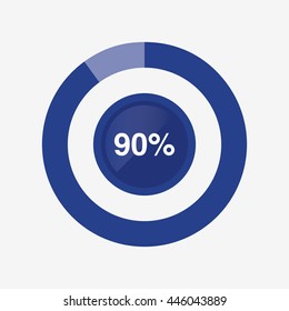 icon pie blue chart 90 percent