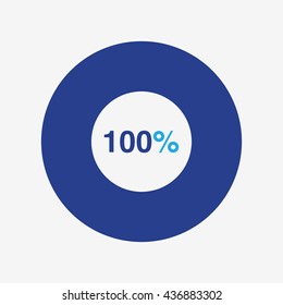 icon pie blue and light blue chart 100 percent, pie chart vector