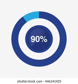 icon pie blue and light blue chart 90 percent