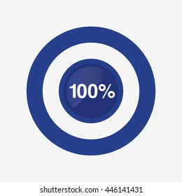 icon pie blue and light blue chart 100 percent